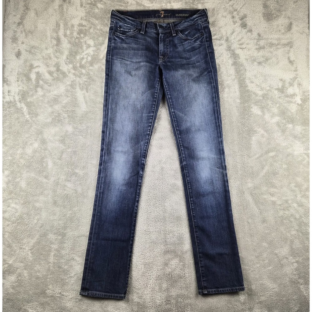 7 For All Mankind Roxanne Jeans Womens 27x32 Blue Denim Slim Straight USA Y2K